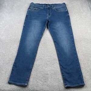 True Religion Jeans Mens 36x31 Blue Geno Relaxed Slim Flap Pockets Stretch Denim